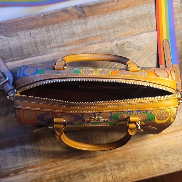 Coach Rowan Satchel In Rainbow Signature Canvas - Picture 9 of 10